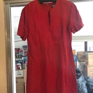 Red fitted wrap dress w/ peekaboo